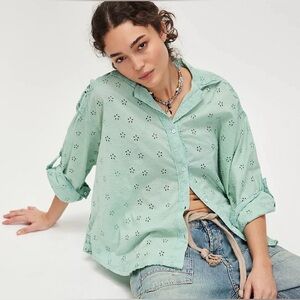 NWT We The Free Mae Washed Eyelet Shirt